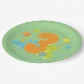 第3誕生日-ベビーの恐竜のパーティー ペーパープレート (アングル)