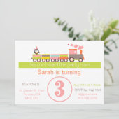 第3誕生日(女の子)の列車の招待状 招待状 (スタンド正面)