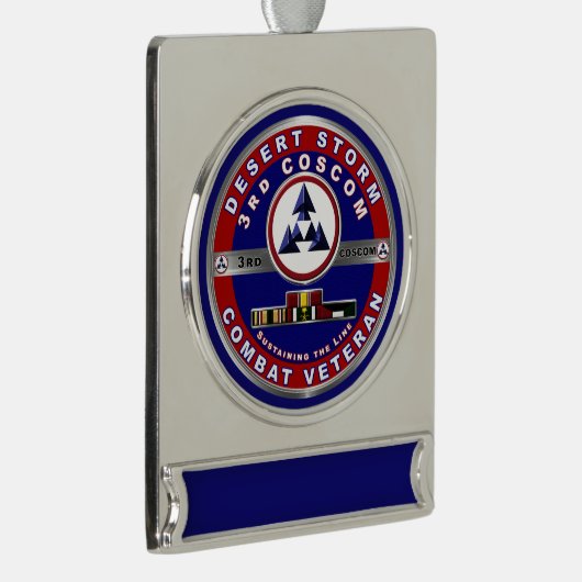 第3軍隊支援コマンド砂漠の嵐退役軍人 シルバープレートバナーオーナメント (右)