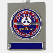 第3軍隊支援コマンド砂漠の嵐退役軍人 シルバープレートバナーオーナメント (正面)