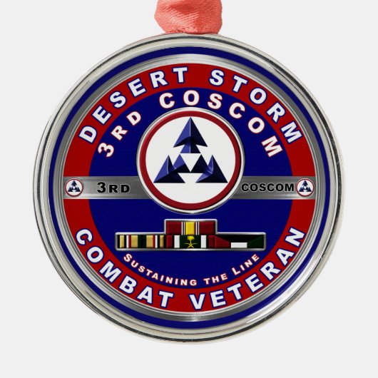 第3軍隊支援コマンド砂漠の嵐退役軍人 メタルオーナメント (正面)