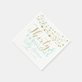 第30パーティー紙ナプキン装飾品、グリッターティール（緑がかった色） スタンダードカクテルナプキン (角)