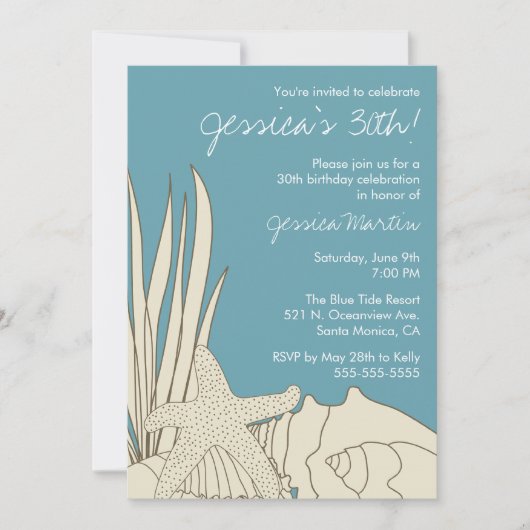 第30ビーチのテーマの誕生日のパーティの招待状 招待状 (正面)