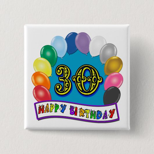 第30分類された気球のデザインの誕生日プレゼント 缶バッジ (正面)
