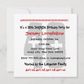 第30回サプライズ·バースデー·パーティーレッド·白黒B521 招待状 (裏面)