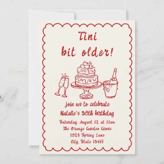 第30回ドルシャンパンケーキ写真誕生日パーティー 招待状 (正面)