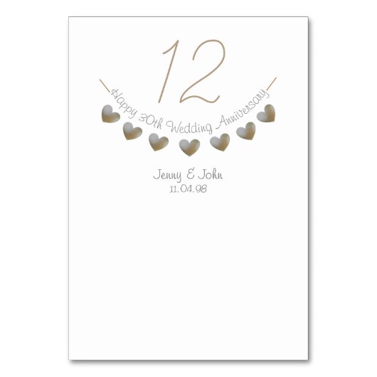 第30回パールハート結婚のアニバーサリーテーブル番号 テーブルナンバー (裏面)