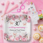 第30回パール結婚ズ記念赤面バラ ペーパープレート (パーティー)