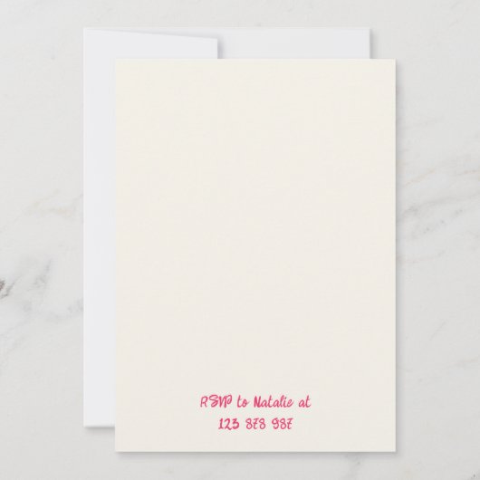 第30回ピンクの手描きシャンパンケーキ誕生日パーティー 招待状 (裏面)