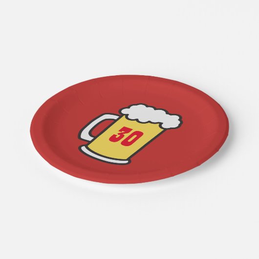 第30回マイルストーンバースデーパーティービールプレート ペーパープレート (アングル)