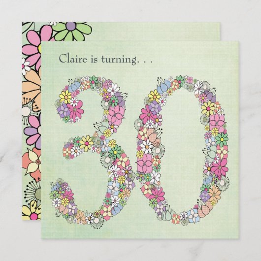 第30回レディースバースデーパーティーカスタム招待状 招待状 (正面/裏面)