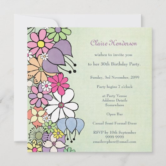 第30回レディースバースデーパーティーカスタム招待状 招待状 (裏面)