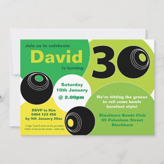 第30回ローンボウルズはだしのボーリング誕生日 招待状 (正面)