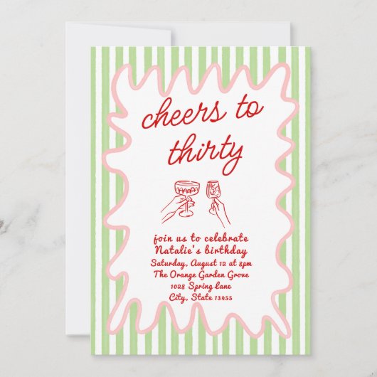 第30回手描きカラフル誕生日パストライプーティー 招待状 (正面)