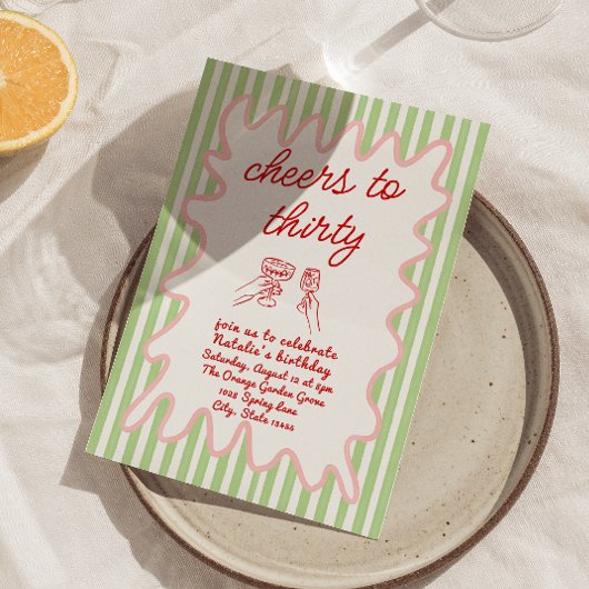 第30回手描きカラフル誕生日パストライプーティー 招待状