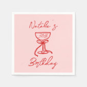 第30回手描きシャンパングラスマイルストン誕生日 スタンダードカクテルナプキン (正面)