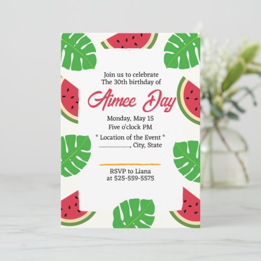 第30回熱帯ハワイアンビーチパーティー誕生日 招待状 (スタンド正面)