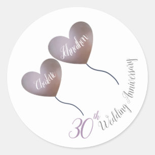 第30回真珠紫気球結婚記念日 ラウンドシール