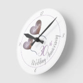 第30回真珠紫気球結婚記念日 ラウンド壁時計 (傾斜)