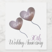 第30回真珠結婚周年記念ハート風船 ワインラベル (シングルラベル)