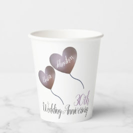 第30回真珠結婚周年記念ピンクハートバルーン 紙コップ