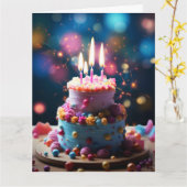 第30回素晴らしいお誕生日ケーキグリーティングカード カード (黄色い花)