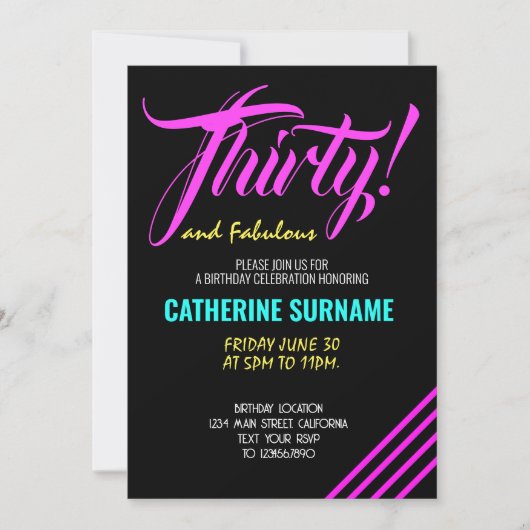 第30回素晴らしい誕生日パーティーお祝い 招待状 (正面)