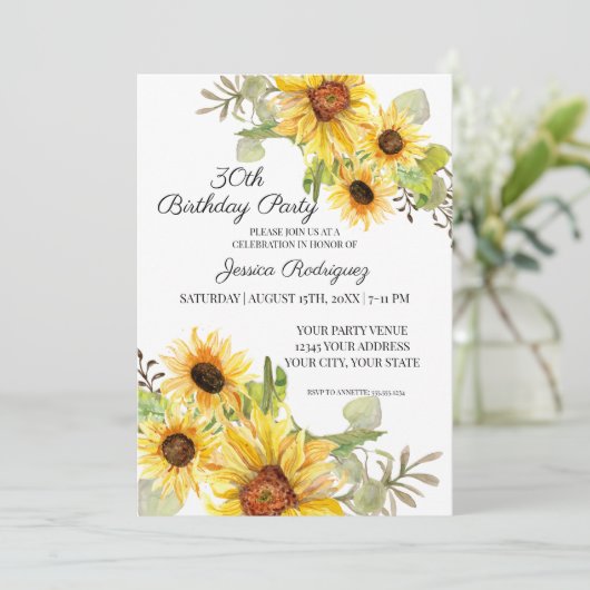 第30回誕生日ひまわり素朴フローラ 招待状 (スタンド正面)