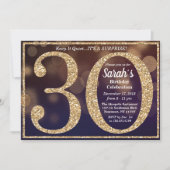 第30回誕生日グリッターマイルストーン招待状 招待状 (正面)