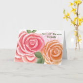 第30回誕生日恵み大水彩バラ カード (黄色い花)