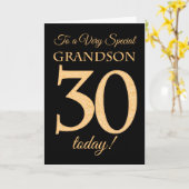 第30回金ゴールド効果ブラック/孫誕生日 カード (黄色い花)