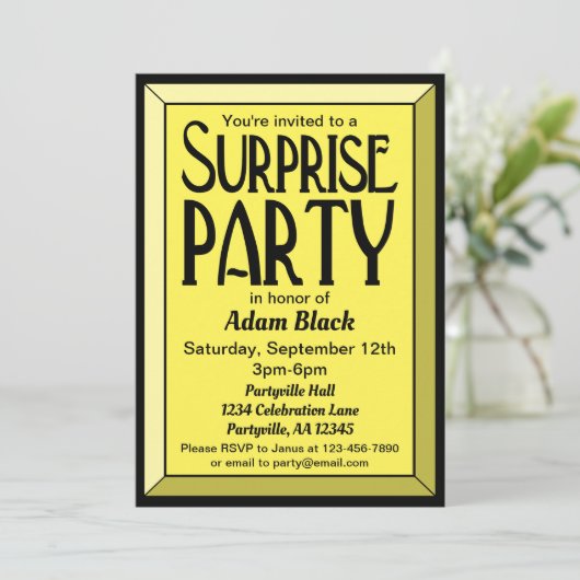 第30回黄色アールデコフォト誕生日サプライズパーティー 招待状 (スタンド正面)