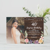 第30回50回40歳誕生日パーティー·ウッド·フローラ写真 招待状 (スタンド正面)