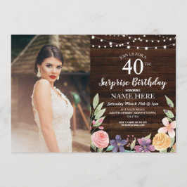 第30回50回40歳誕生日パーティー·ウッド·フローラ写真 招待状