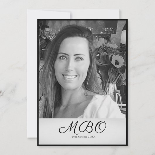 第30回Classy Monogram白黒写真誕生日 招待状 (裏面)