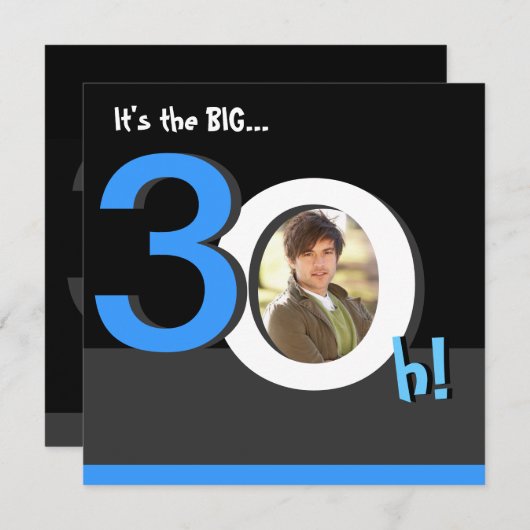 第30大きい3Oh! 写真の誕生会のテンプレートの写真 招待状 (正面/裏面)