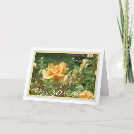 第30日ルイーズ黄色ローズゴールデンブルーフレーム カード (正面)