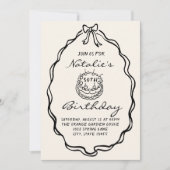 第30期弓手引きコケット図解入りの、写真付きの誕生日 招待状 (正面)