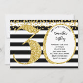 第30白黒金ゴールドグリッターモダン誕生日 招待状 (正面)