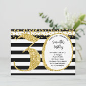 第30白黒金ゴールドグリッターモダン誕生日 招待状 (スタンド正面)