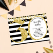 第30白黒金ゴールドグリッターモダン誕生日 招待状