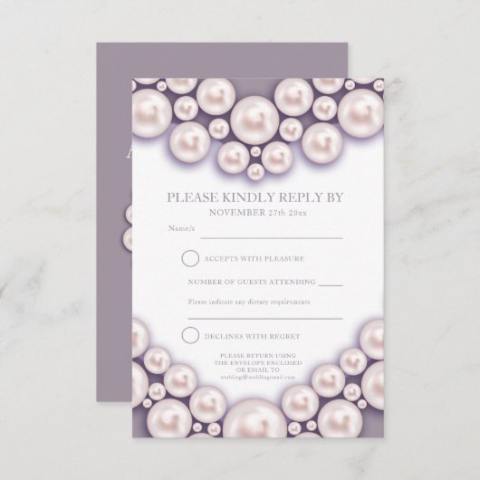 第30真珠の結婚記念日のハートの応答カード 出欠カード (正面/裏面)