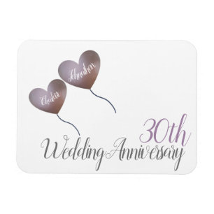 第30真珠の結婚記念日のハートの気球 マグネット