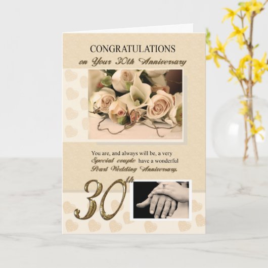 第30真珠の結婚記念日 カード (黄色い花)