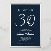 第30章ブルー30th誕生日パーティーシルバー 箔招待状 (正面)