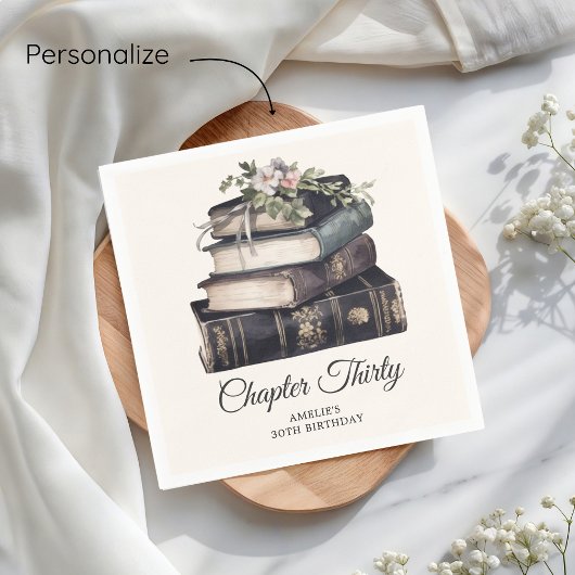 第30章ヴィンテージ本第30回誕生日 スタンダードカクテルナプキン