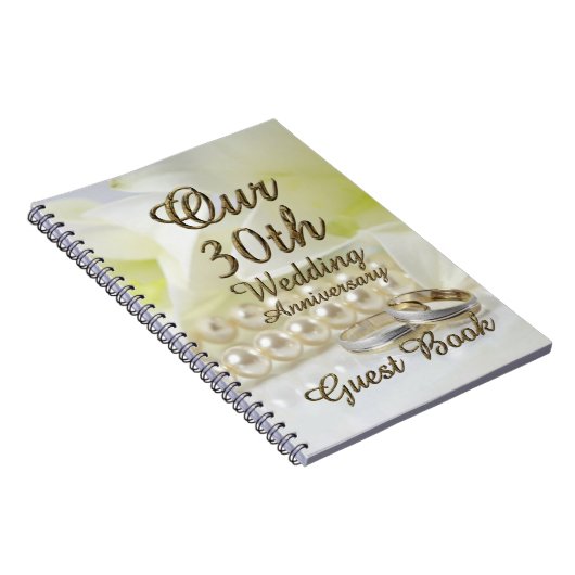 第30結婚記念日の来客名簿の金ゴールドの真珠 ノートブック (右側)