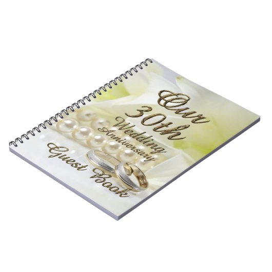 第30結婚記念日の来客名簿の金ゴールドの真珠 ノートブック (左側)