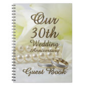 第30結婚記念日の来客名簿の金ゴールドの真珠 ノートブック (正面)