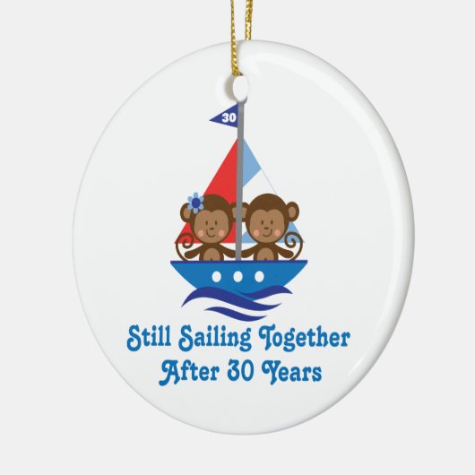 第30結婚記念日猿のためのギフト セラミックオーナメント (左)